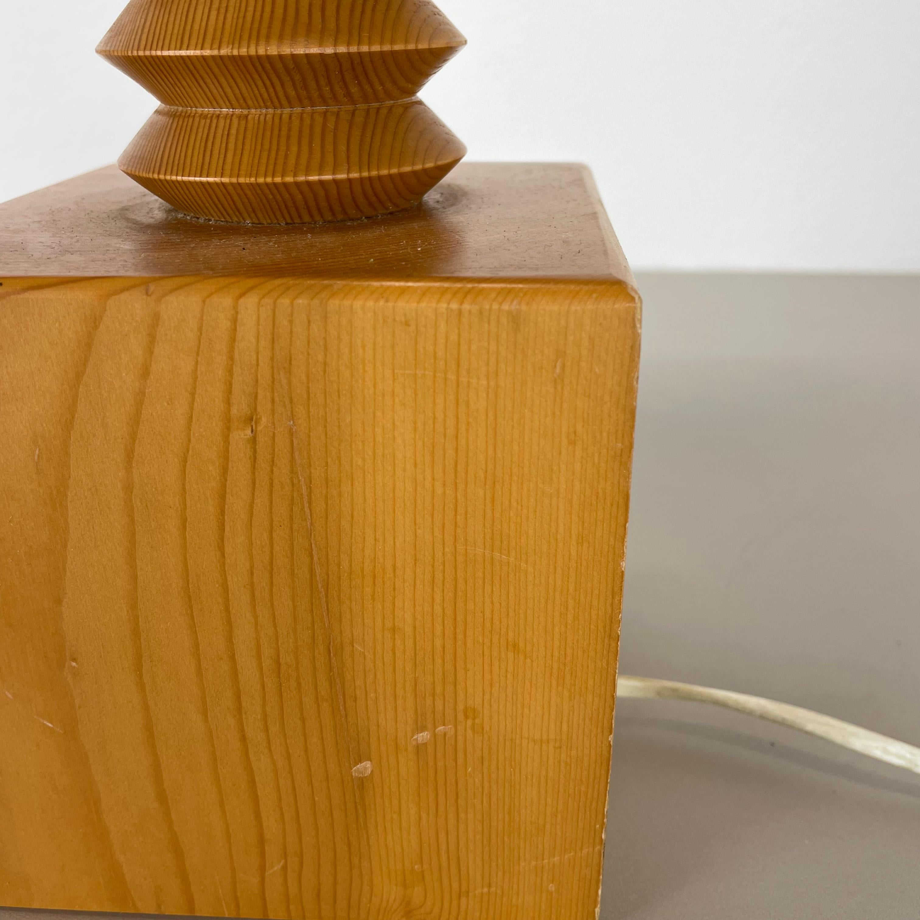 beautiful Pierre CHAPO Style solid pine wood CUBIC table light, Sweden 1970s For Sale 5