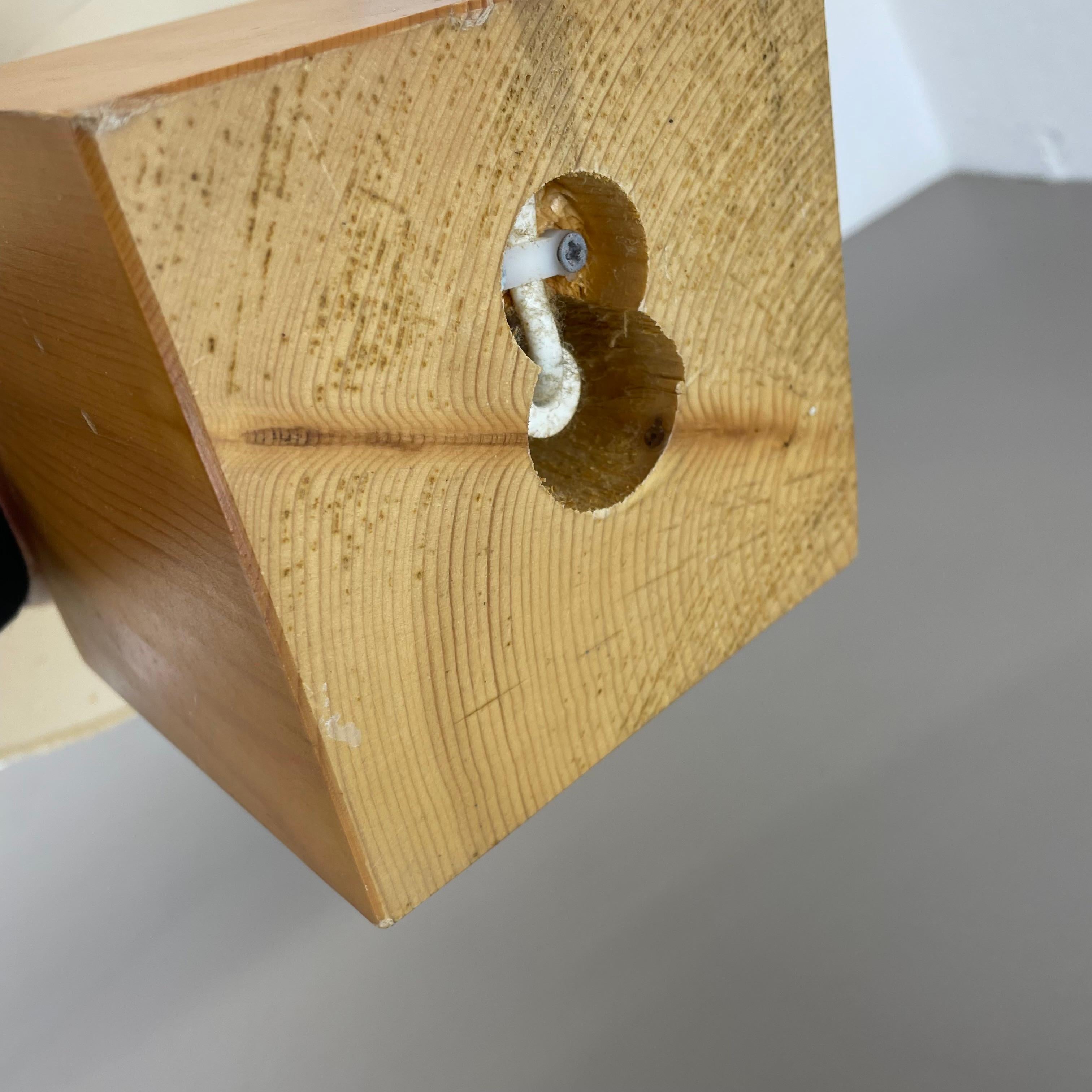 beautiful Pierre CHAPO Style solid pine wood CUBIC table light, Sweden 1970s For Sale 11