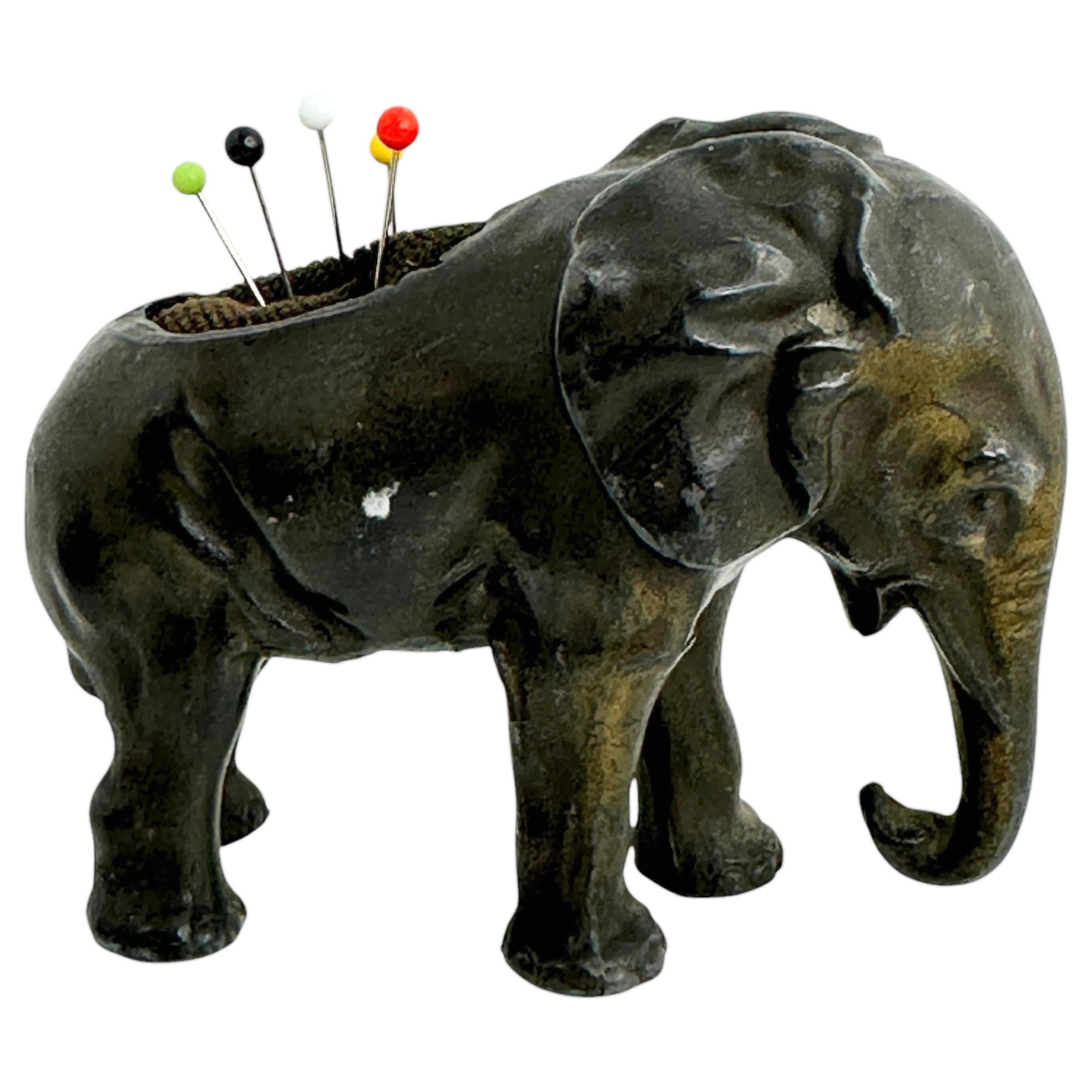 Victorian Beautiful Pincushion Elephant Figure 19th C. 1890s, Austria For Sale