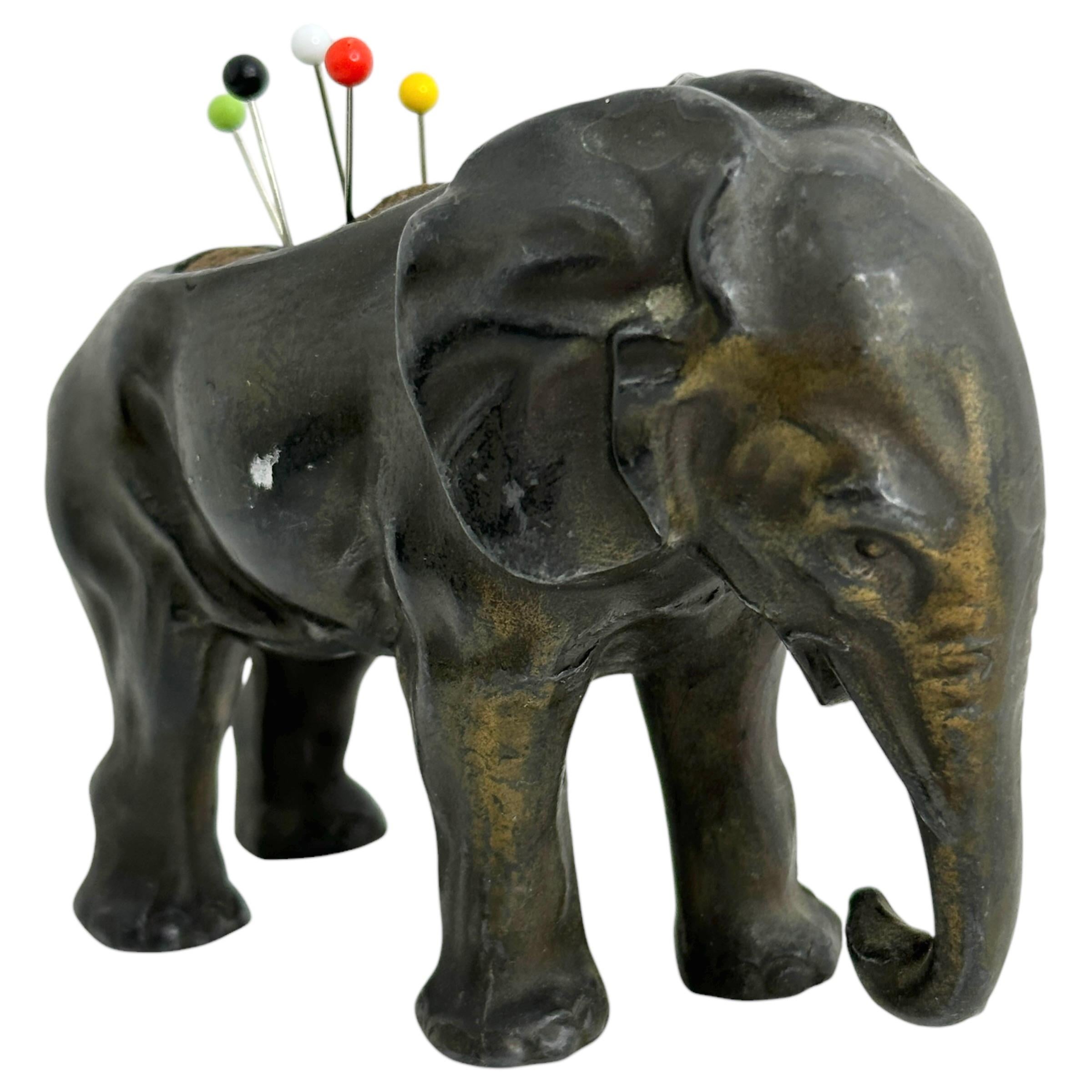 Austrian Beautiful Pincushion Elephant Figure 19th C. 1890s, Austria For Sale