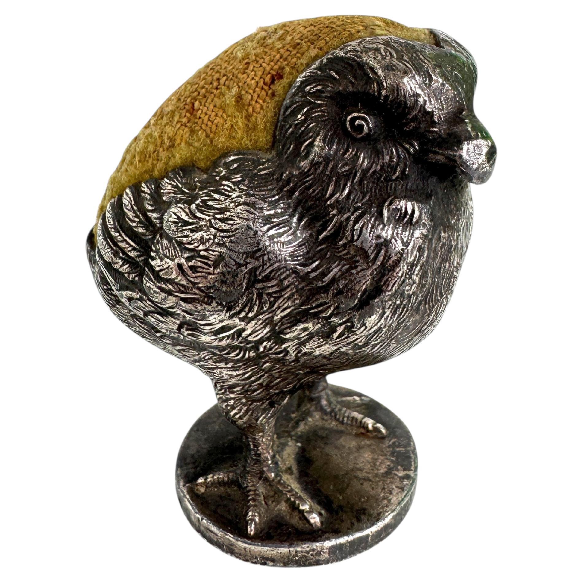 Beautiful Pincushion Needle Stand Bird Figurine 19th C. 1890s, Austria For Sale
