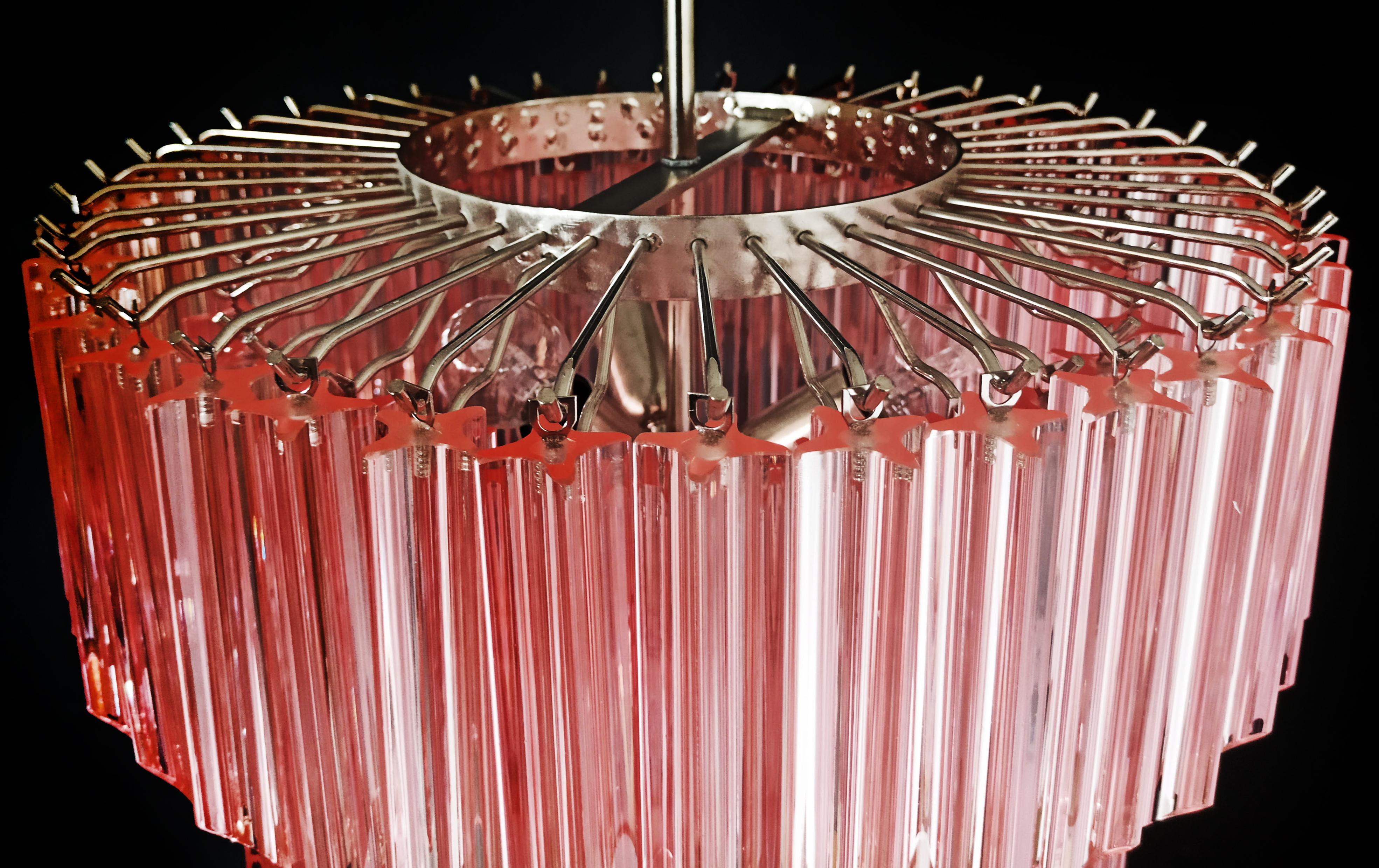 Beautiful Pink Murano glass chandelier - 112 pink quadriedri For Sale 6