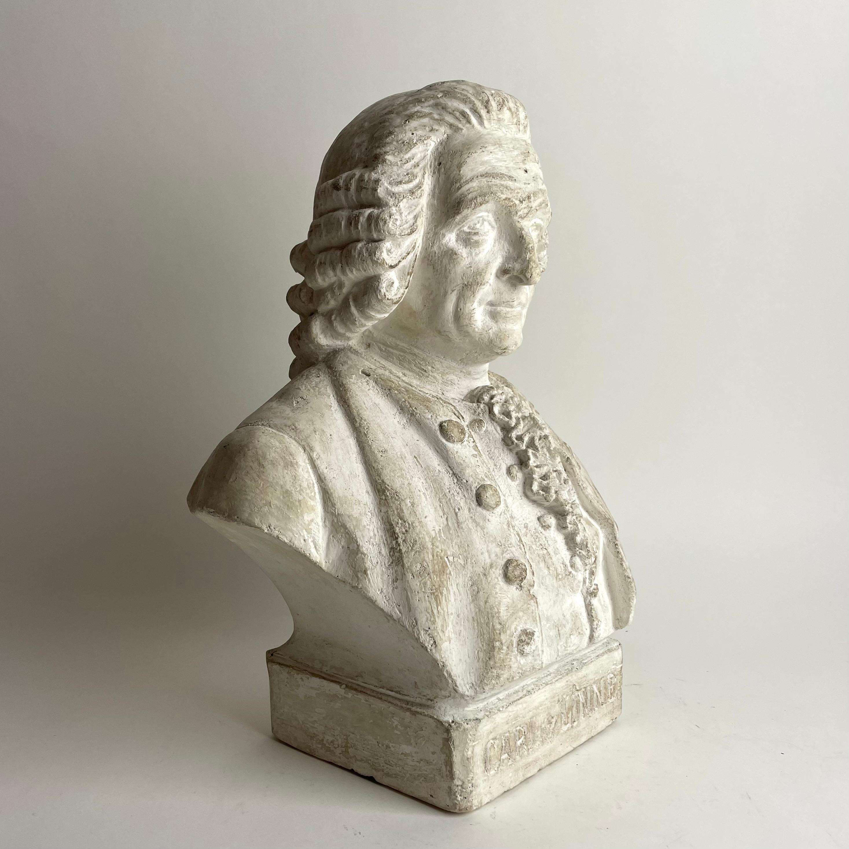 Precioso busto de escayola del famoso científico sueco Carl von Linne (1707-1778). El busto se fabricó a principios del siglo XX.

Carl von Linne fue un biólogo y médico sueco que formalizó la nomenclatura binomial, el sistema moderno de