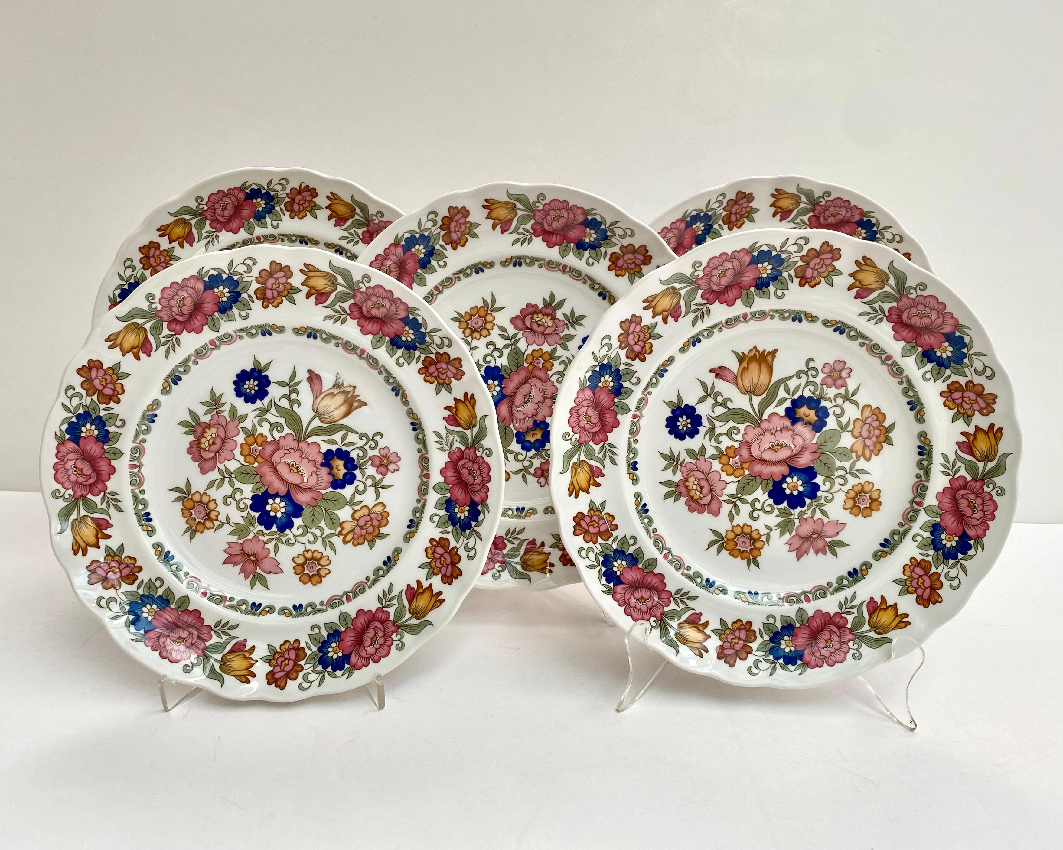 Beautiful Plates With Floral Decor, Set 5, Pontesa, Chinamoda, Spain ...
