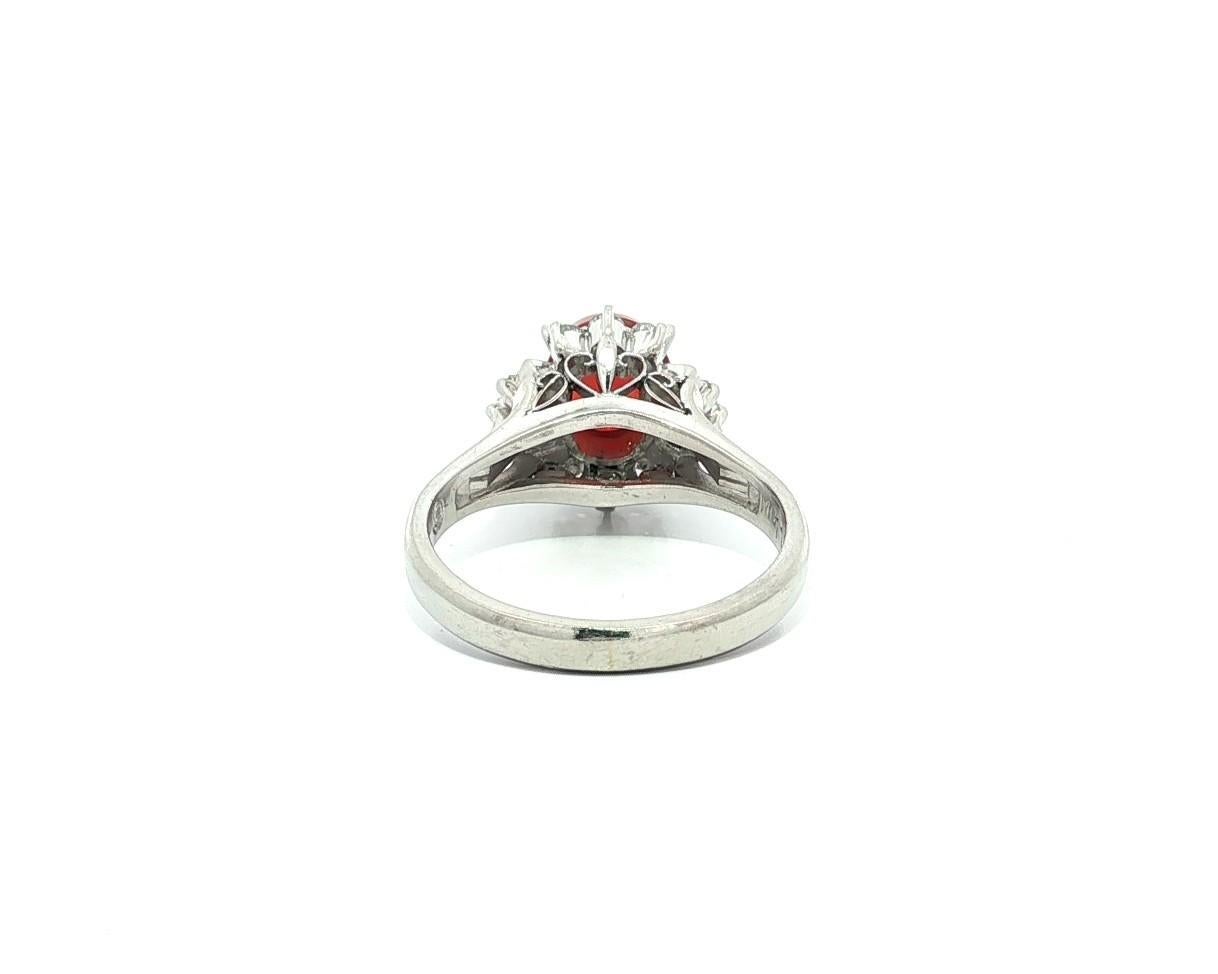 Bellissimo anello in platino da 1,43 carati con cabochon ovale di Opale di fuoco arancione vivo in vendita 10