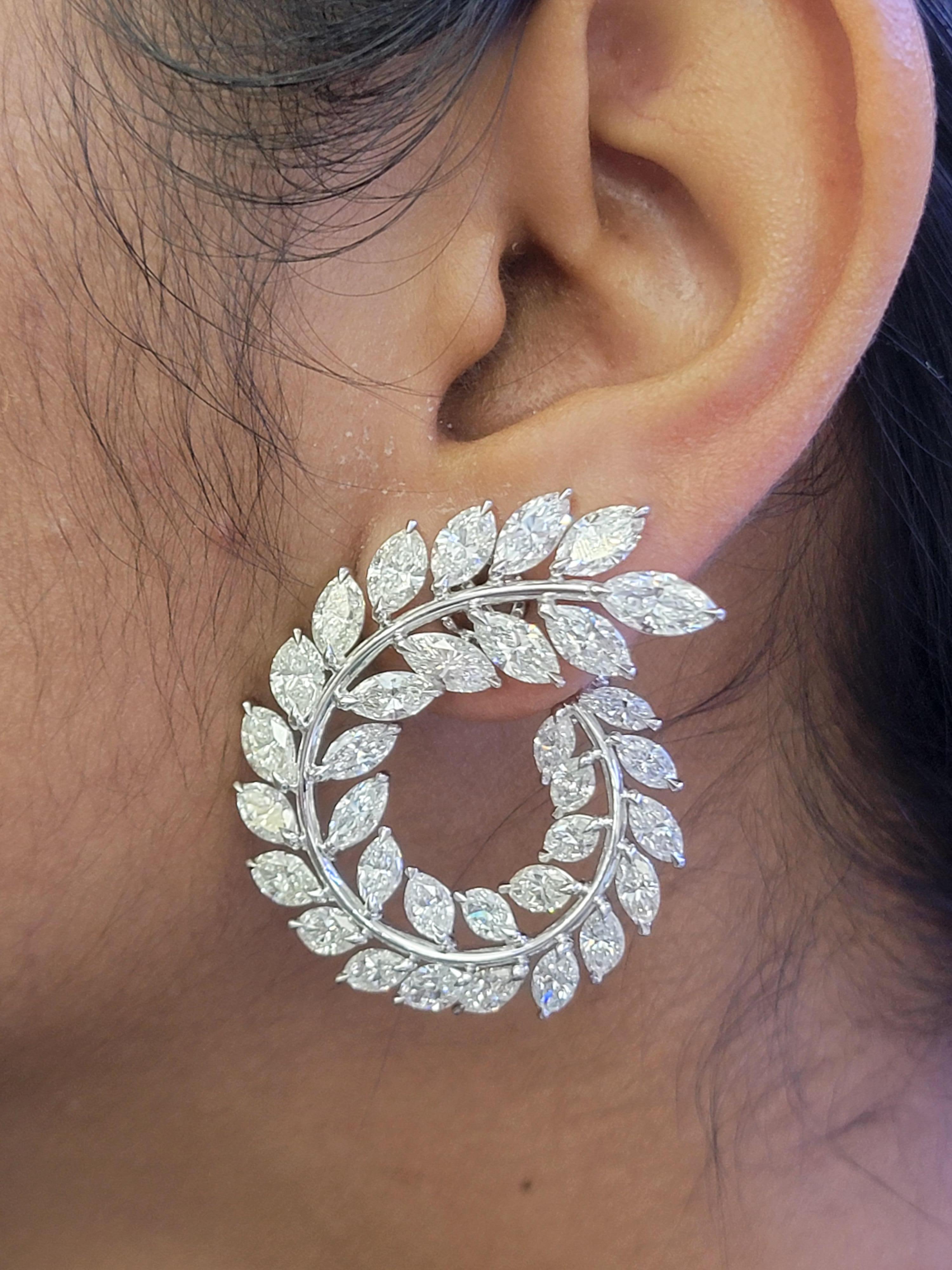 Marquise Cut Beautiful Platinum 18.60 Carat Marquise Diamond Earrings