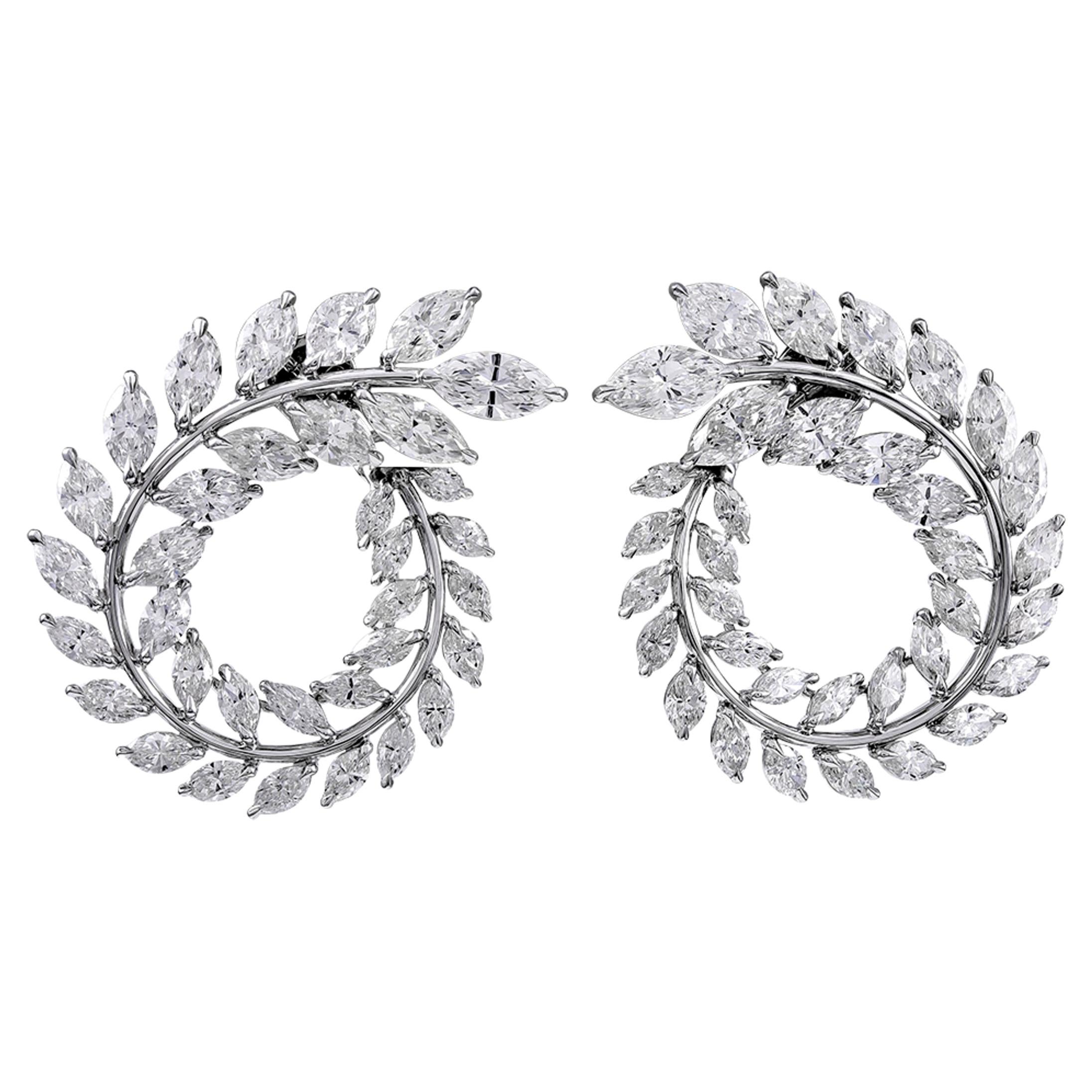 Beautiful Platinum 18.60 Carat Marquise Diamond Earrings