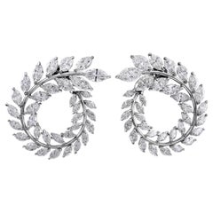 Beautiful Platinum 18.60 Carat Marquise Diamond Earrings