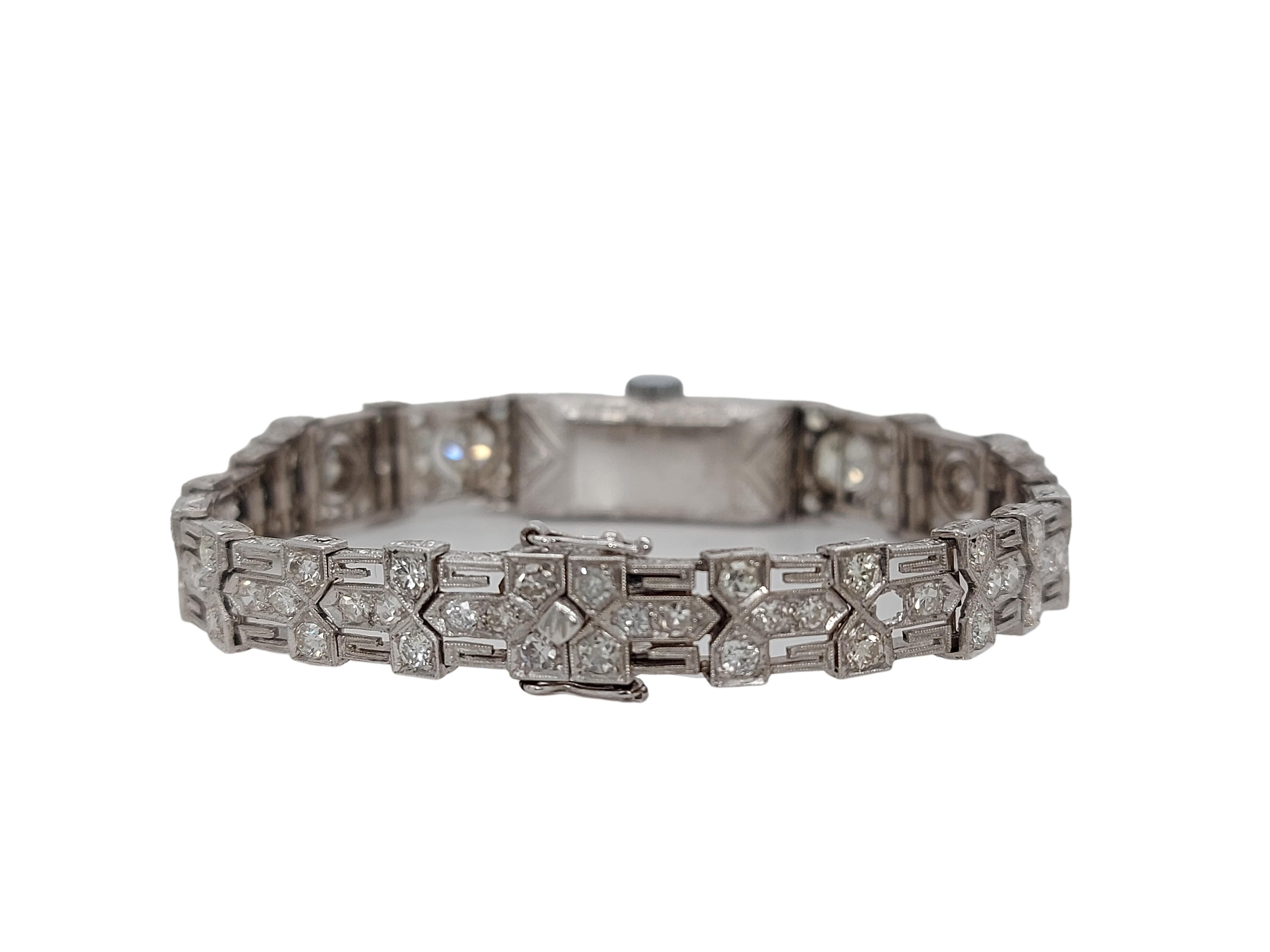 Beautiful Platinum Diamond Bracelet Dress Watch with Big Diamonds For Sale 3