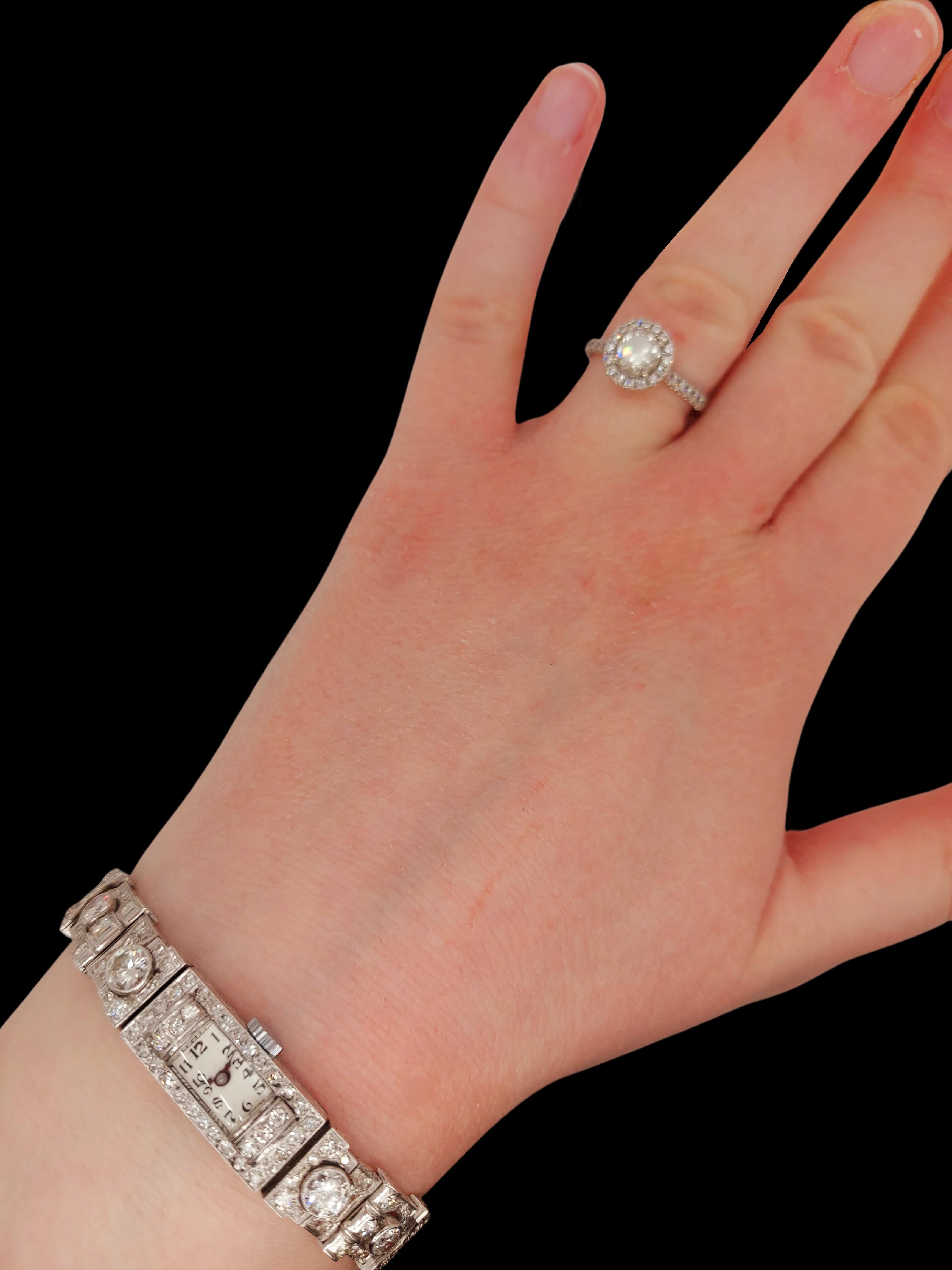 Beautiful Platinum Diamond Bracelet Dress Watch with Big Diamonds For Sale 11