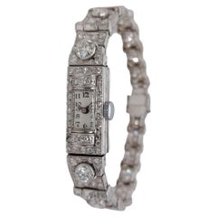 Beautiful Platinum Diamond Bracelet Dress Watch with Big Diamonds