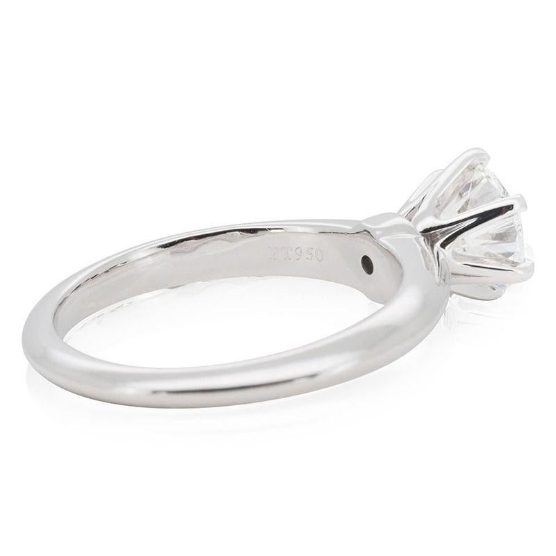 Round Cut Original Tiffany&Co Certified  Beautiful Platinum Ring 1.15 ct Natural Diamond 