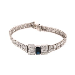 Schönes Schleifenarmband aus Platin mit Saphir und Diamant