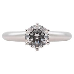 Beautiful Platinum Solitaire Ring with 0.87 ct Natural Diamond- Tiffany cert