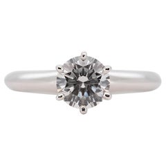 Beautiful Platinum Solitaire Ring with 0.87 ct Natural Diamond- Tiffany cert