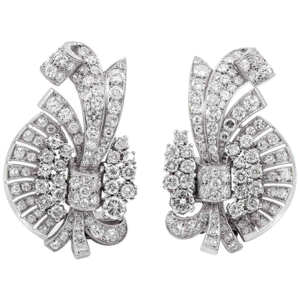 Beautiful Platinum with Different Size of Round Diamond Earrings For Sale