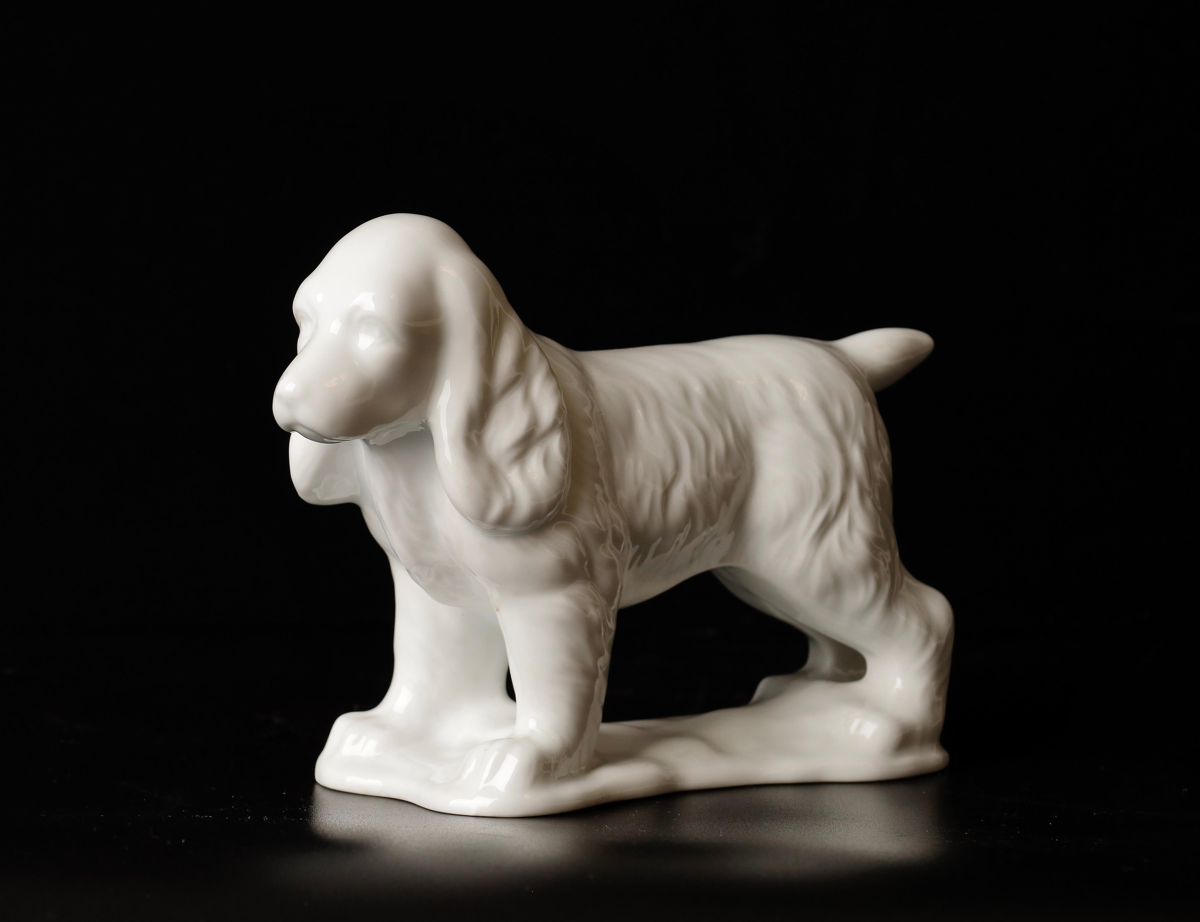 20th Century Beautiful Porcelain Dog Okimono Object by Shozan For Sale