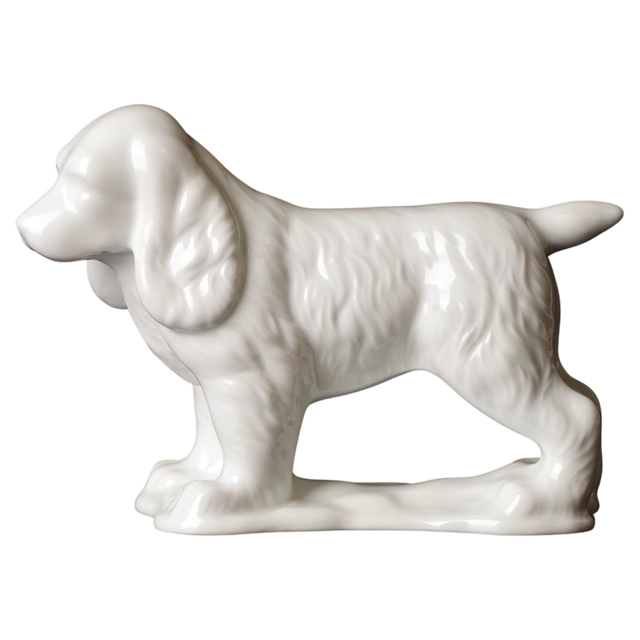 Beautiful Porcelain Dog Okimono Object by Shozan For Sale