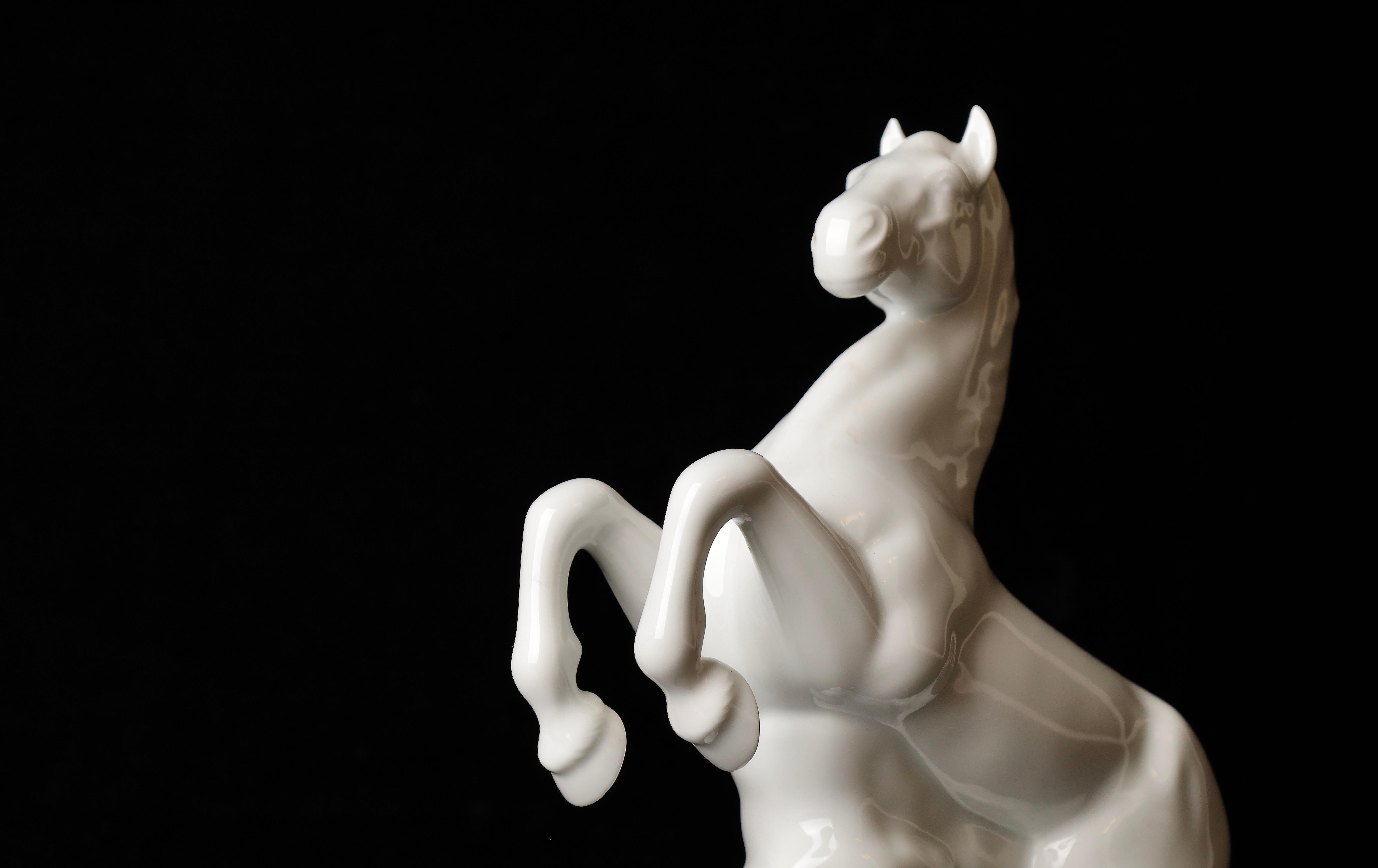 20th Century Beautiful Porcelain Horse Okimono Object by Shozan For Sale