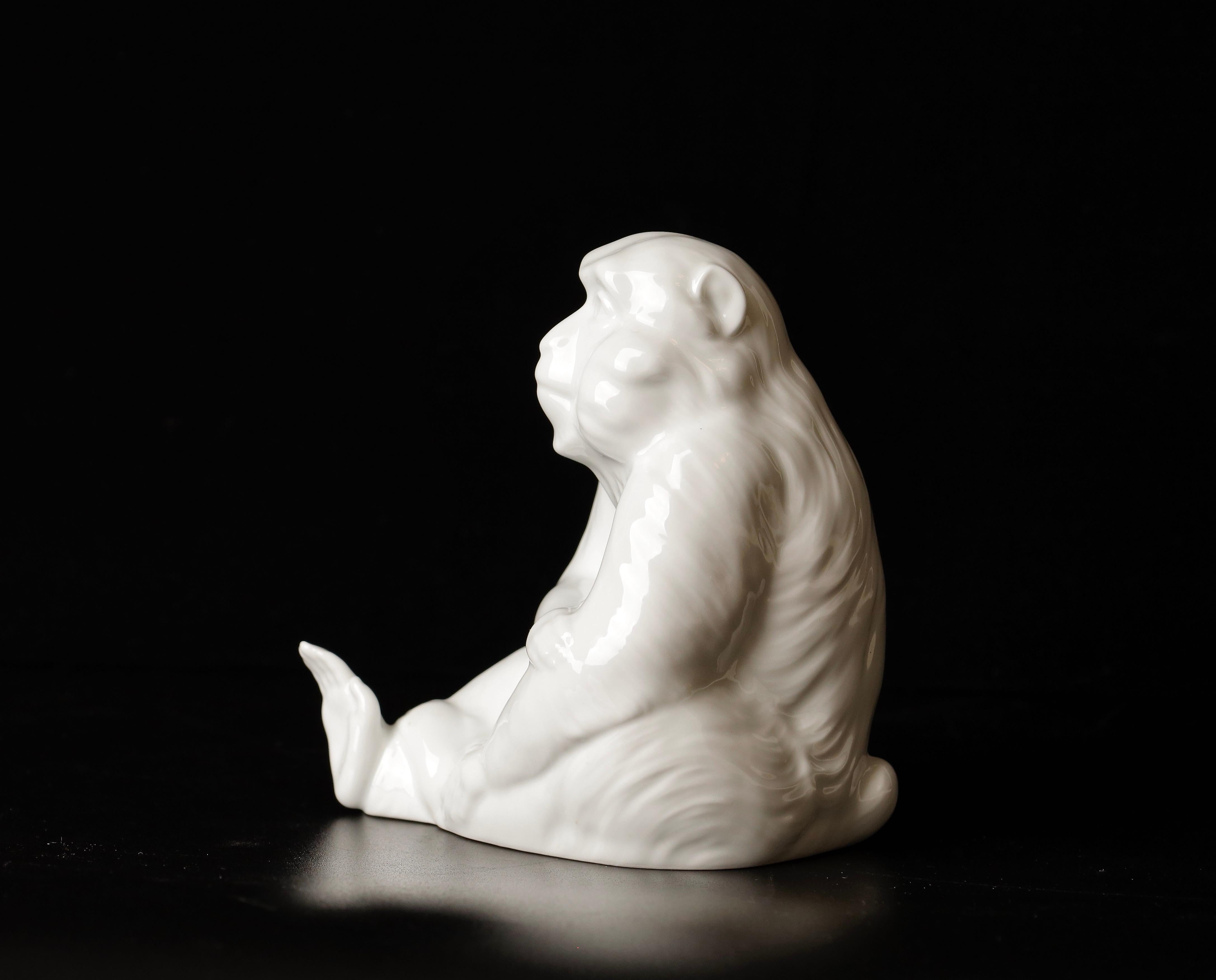 20th Century Beautiful Porcelain Monkey Okimono Object by Shozan For Sale