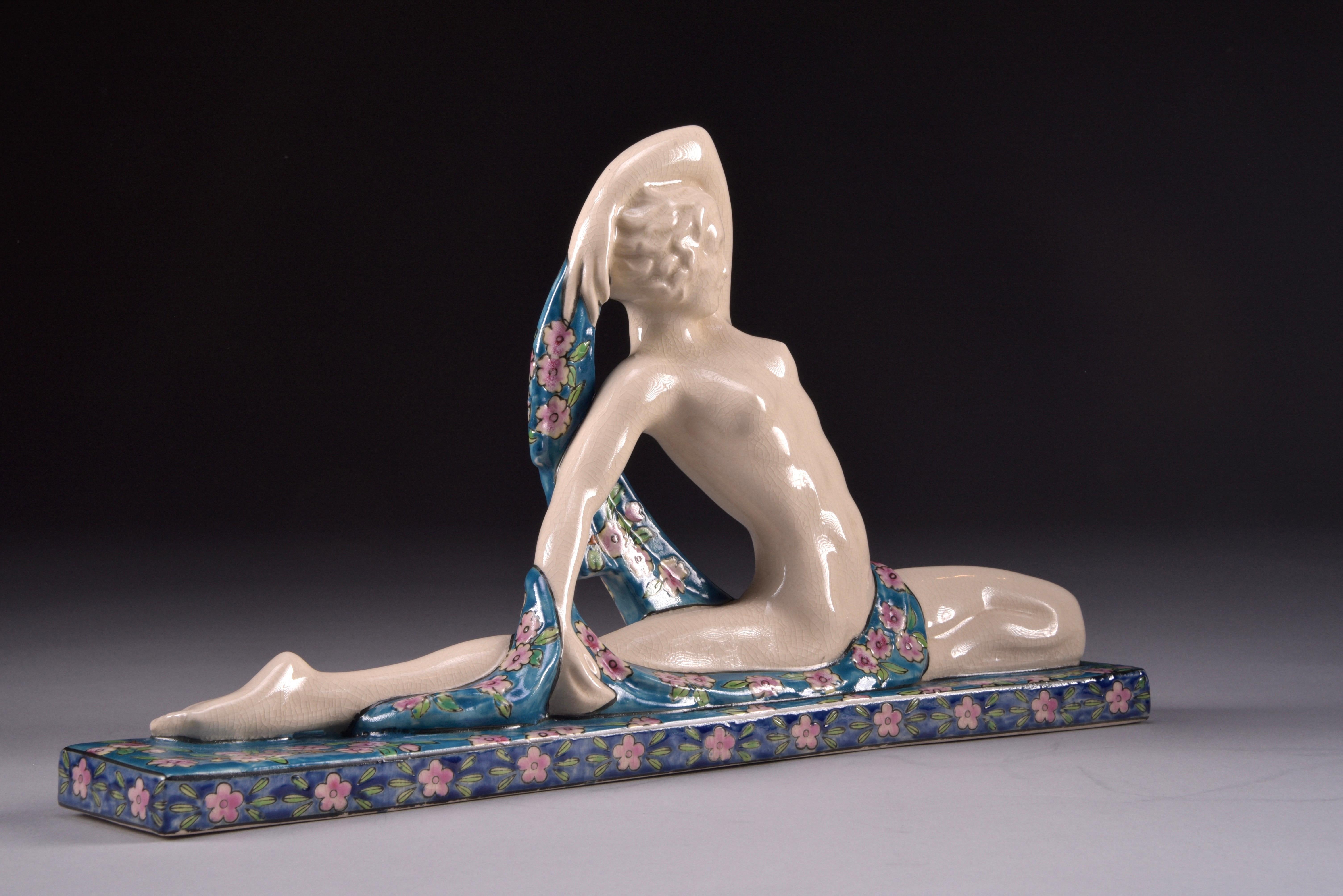 Mid-20th Century Beautiful Porcelain Nude Lady Art Deco Style