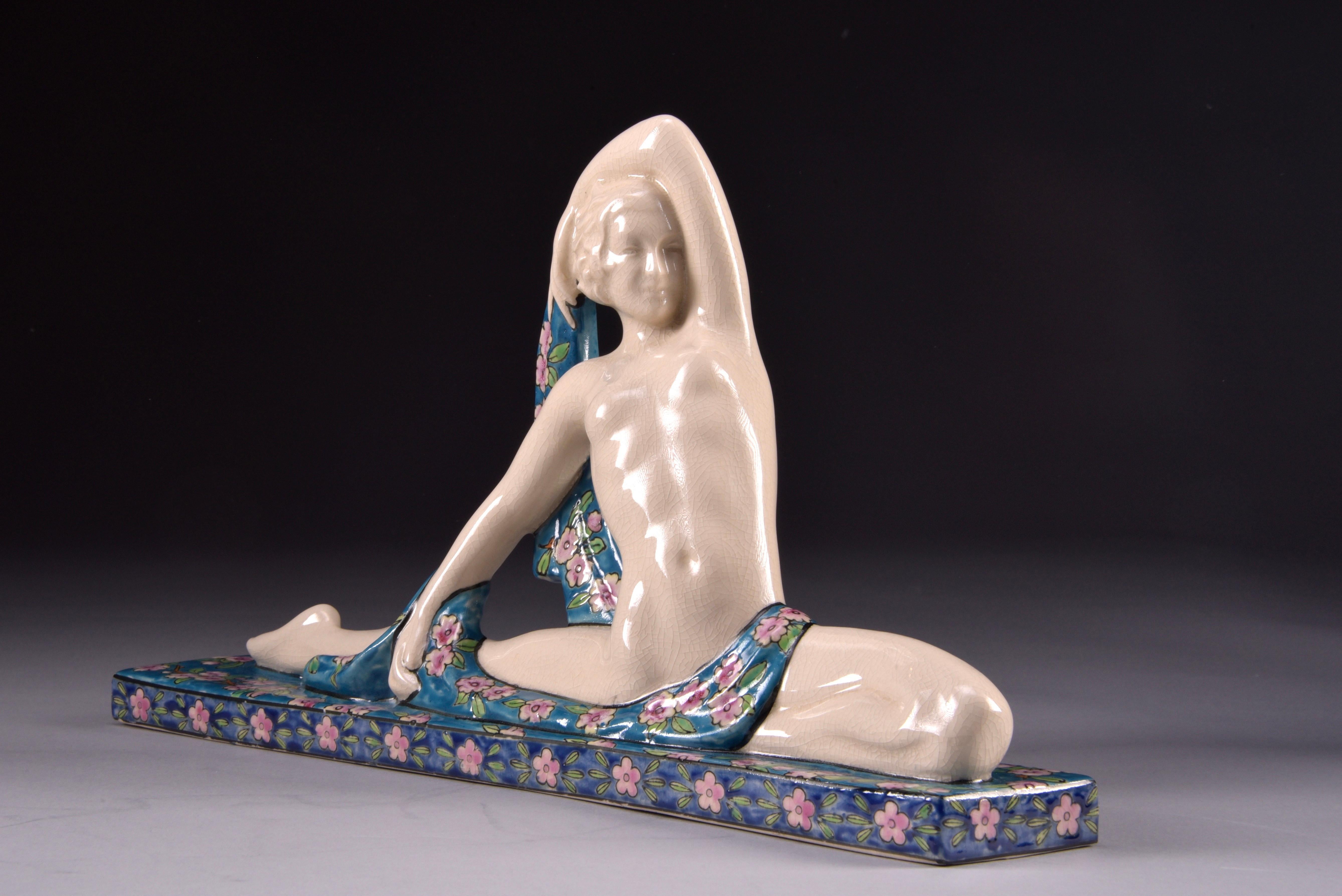 Ceramic Beautiful Porcelain Nude Lady Art Deco Style