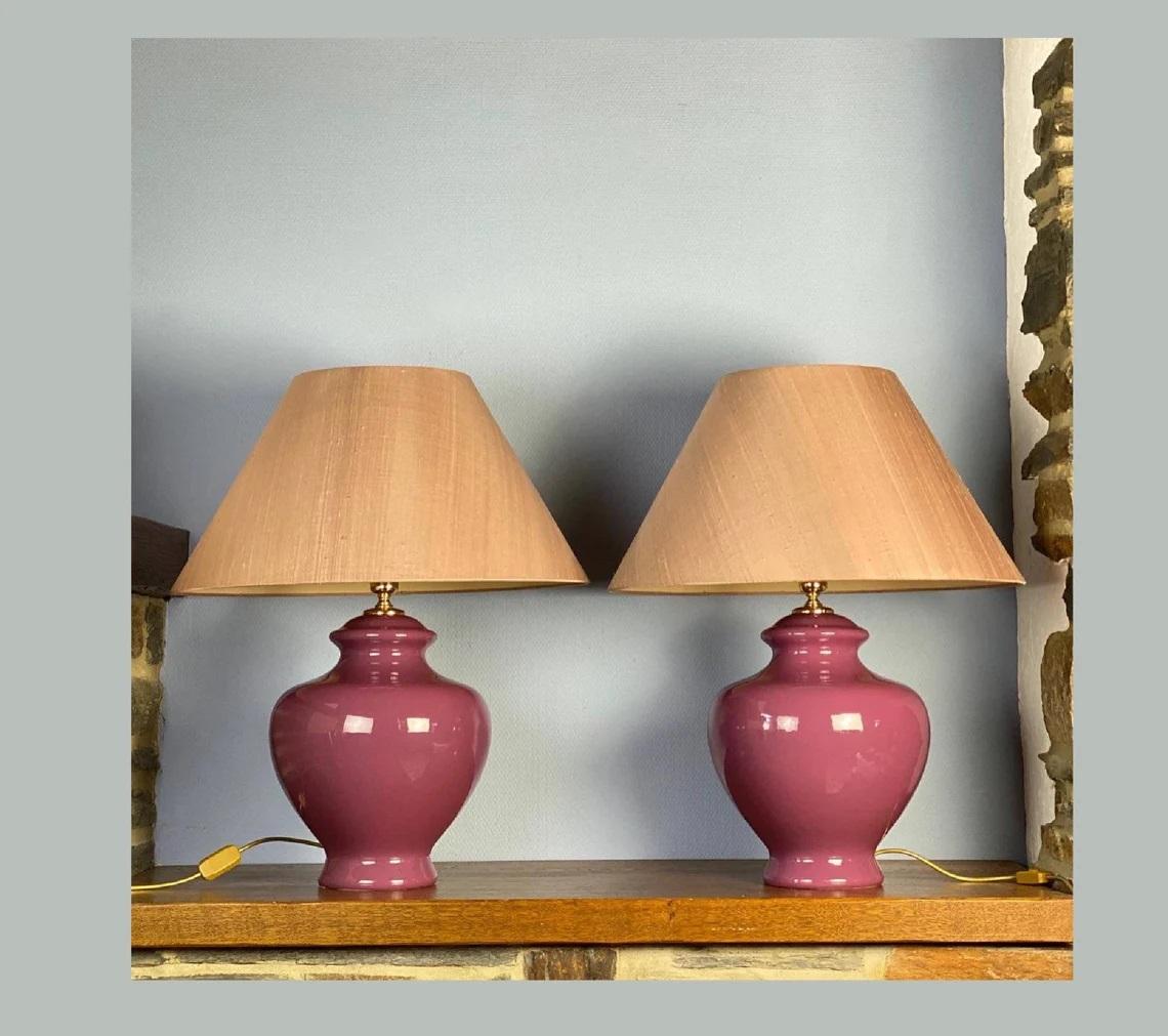 German Beautiful Porcelain Paired Table Lamps from Bielefelder Werkstätten Manufactory For Sale