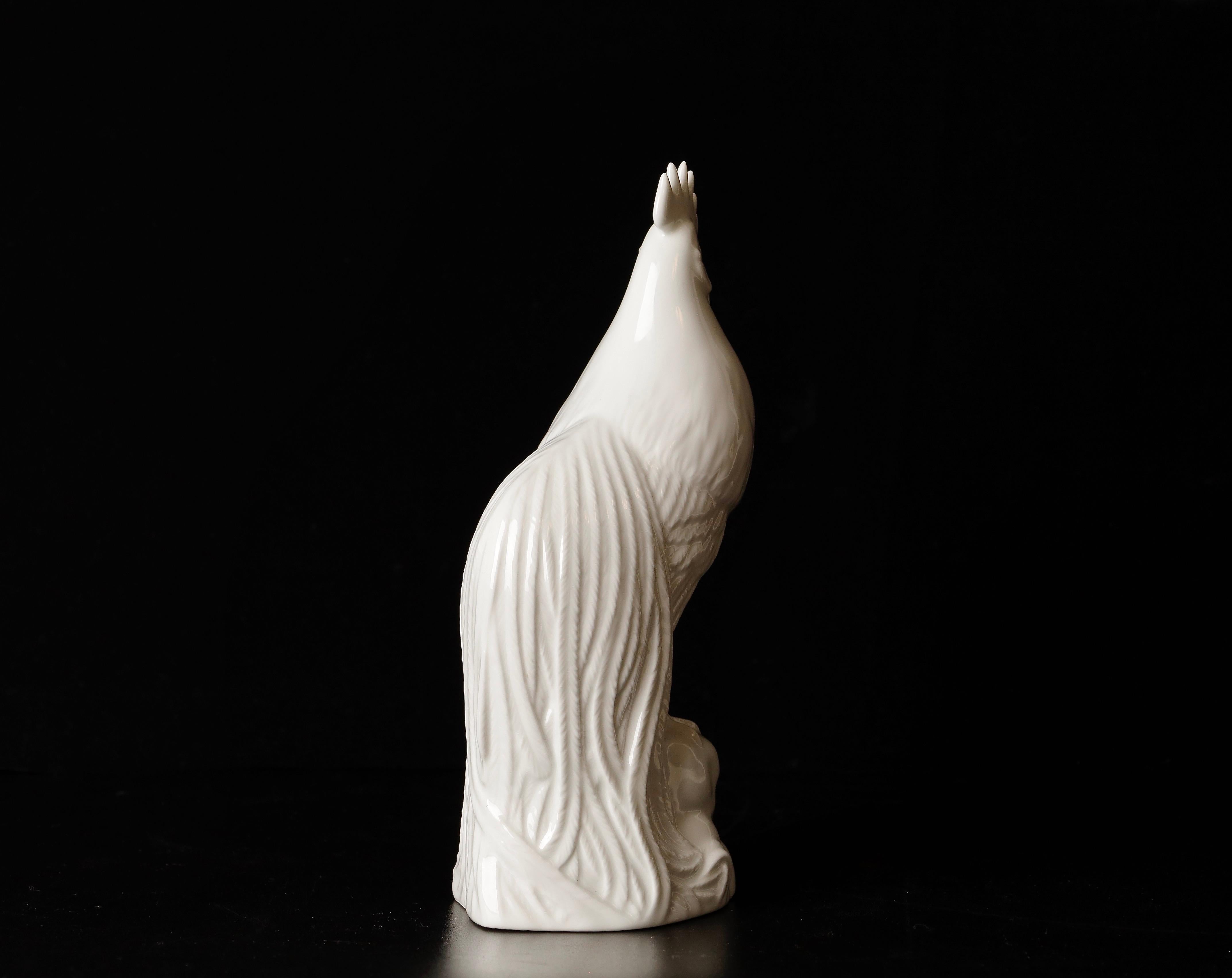 Magnifique objet Okimono en porcelaine avec coq par Shozan en vente 2