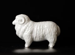 Beautiful Porcelain Sheep Okimono Object by Shozan