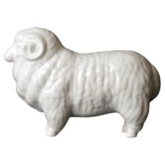 Retro Beautiful Porcelain Sheep Okimono Object by Shozan