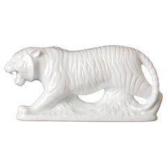 Beautiful Porcelain Tiger Okimono Object by Shozan