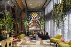 Beautiful Portrait Artistic Mosaic on White Metal Support Holes on Back to Hang