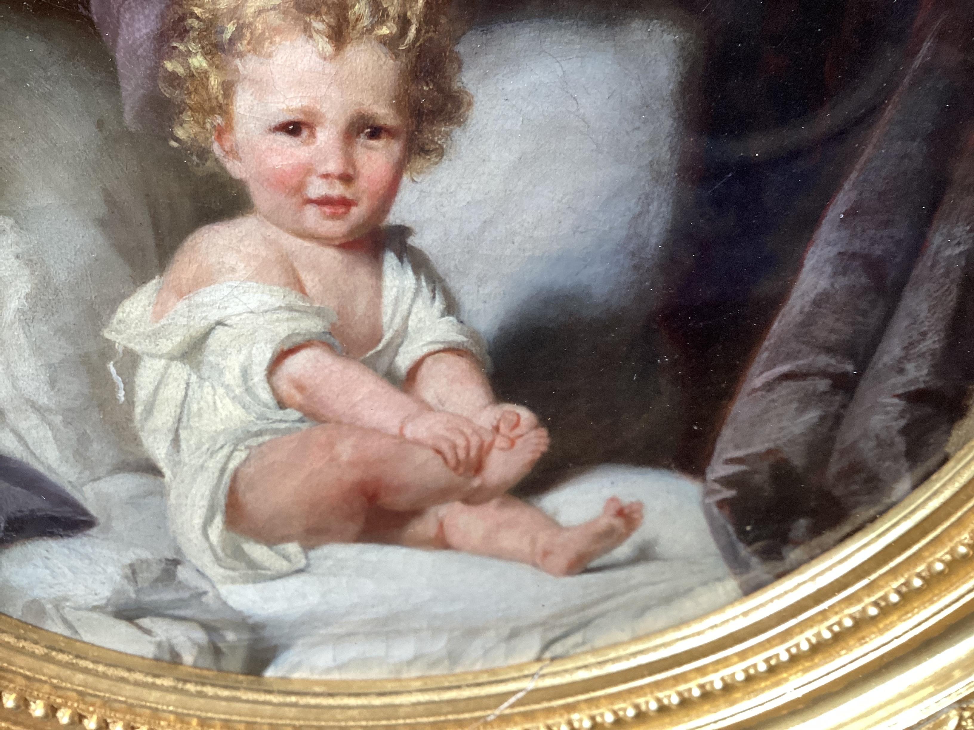 Beautiful Portrait of Young Boy with GOlden Hair in a Stunning Original giltwood In Good Condition For Sale In Lambertville, NJ