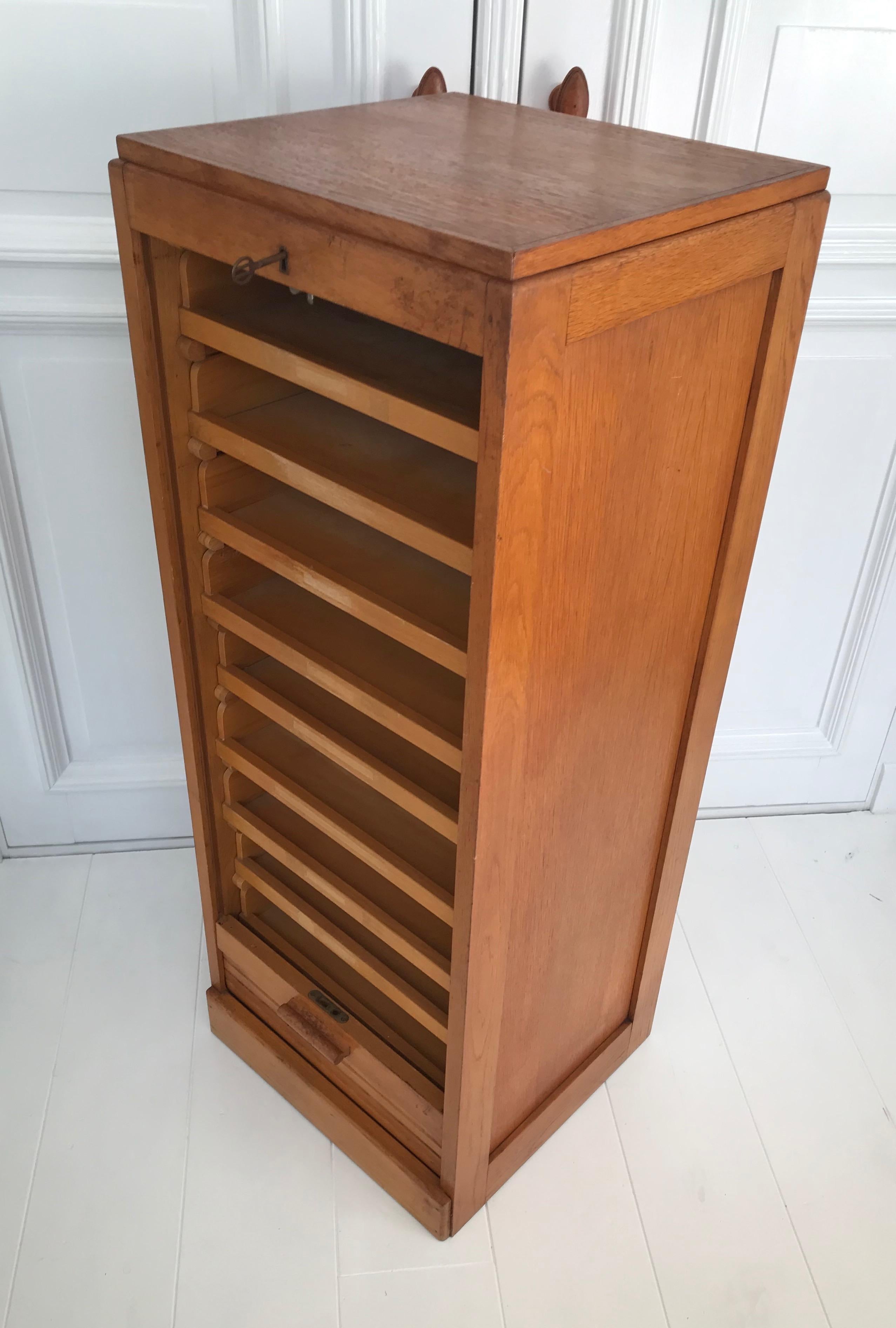 Beautiful & Practical Dutch Art Deco Filing Cabinet with Roller Door & 9 Drawers 3