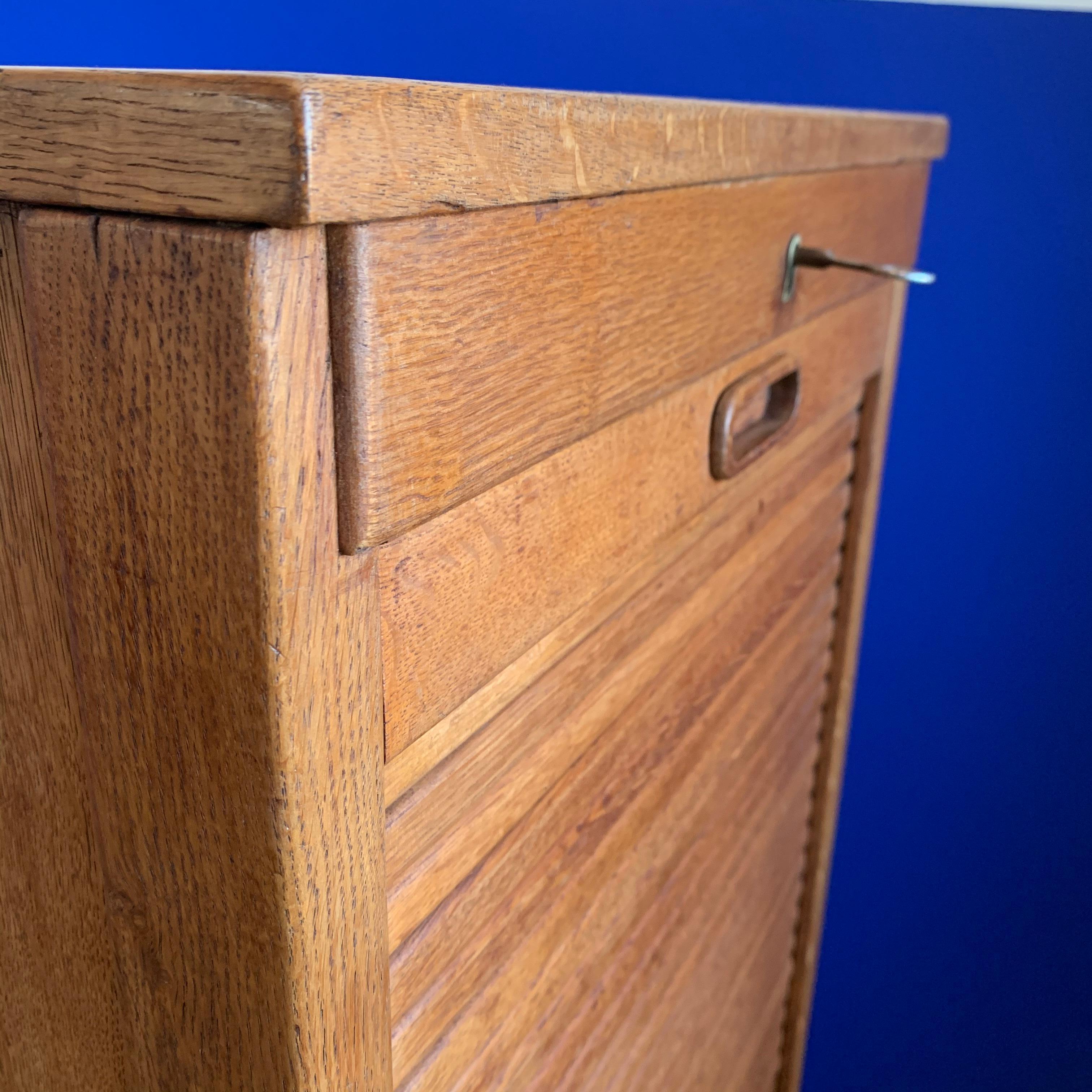 Beautiful & Practical Dutch Art Deco Filing Cabinet with Roller Door & 9 Drawers 3