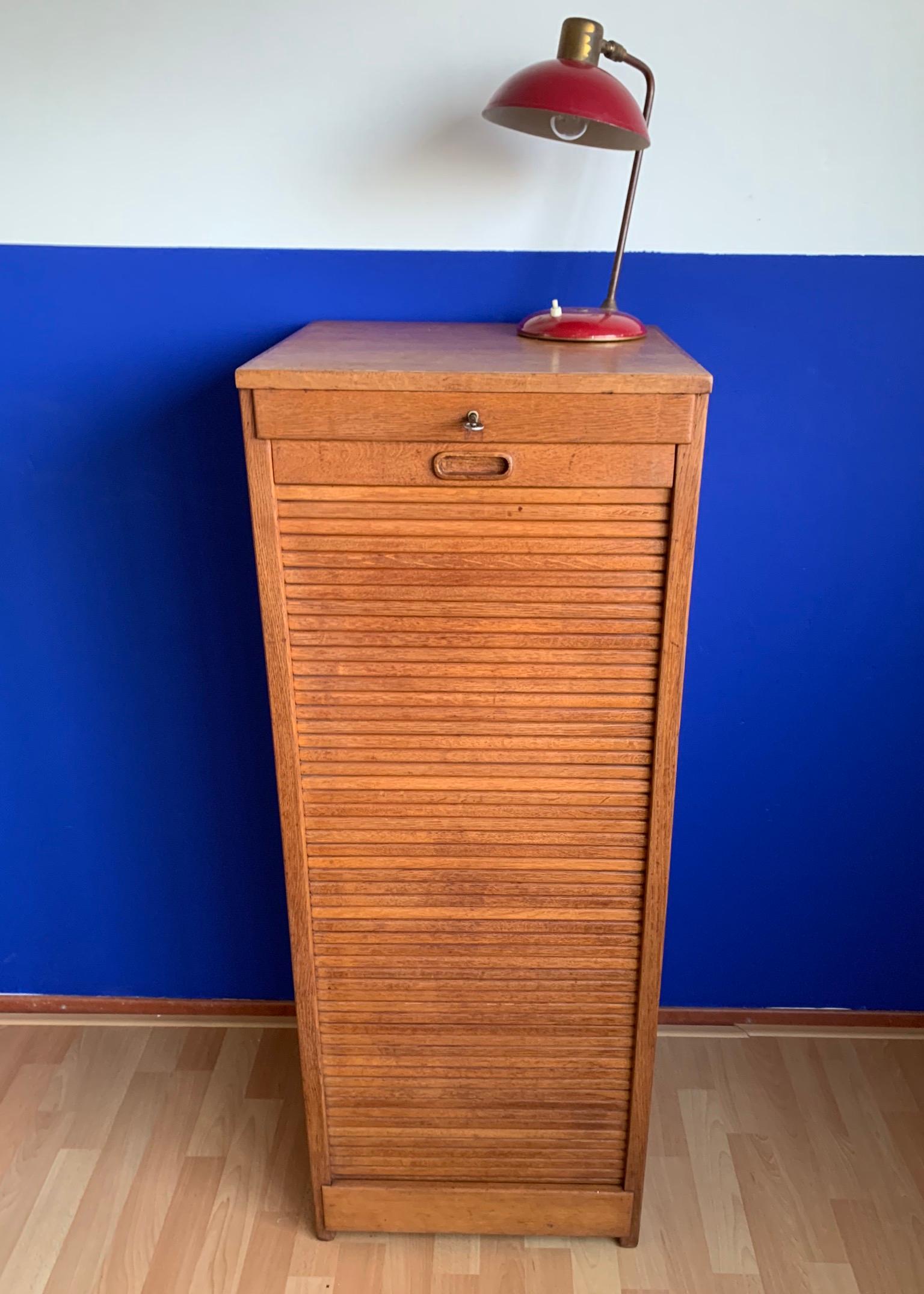 Beautiful & Practical Dutch Art Deco Filing Cabinet with Roller Door & 9 Drawers 4
