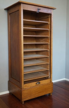 Beautiful & Practical Dutch Art Deco Filing Cabinet with Roller Door & 9 Drawers