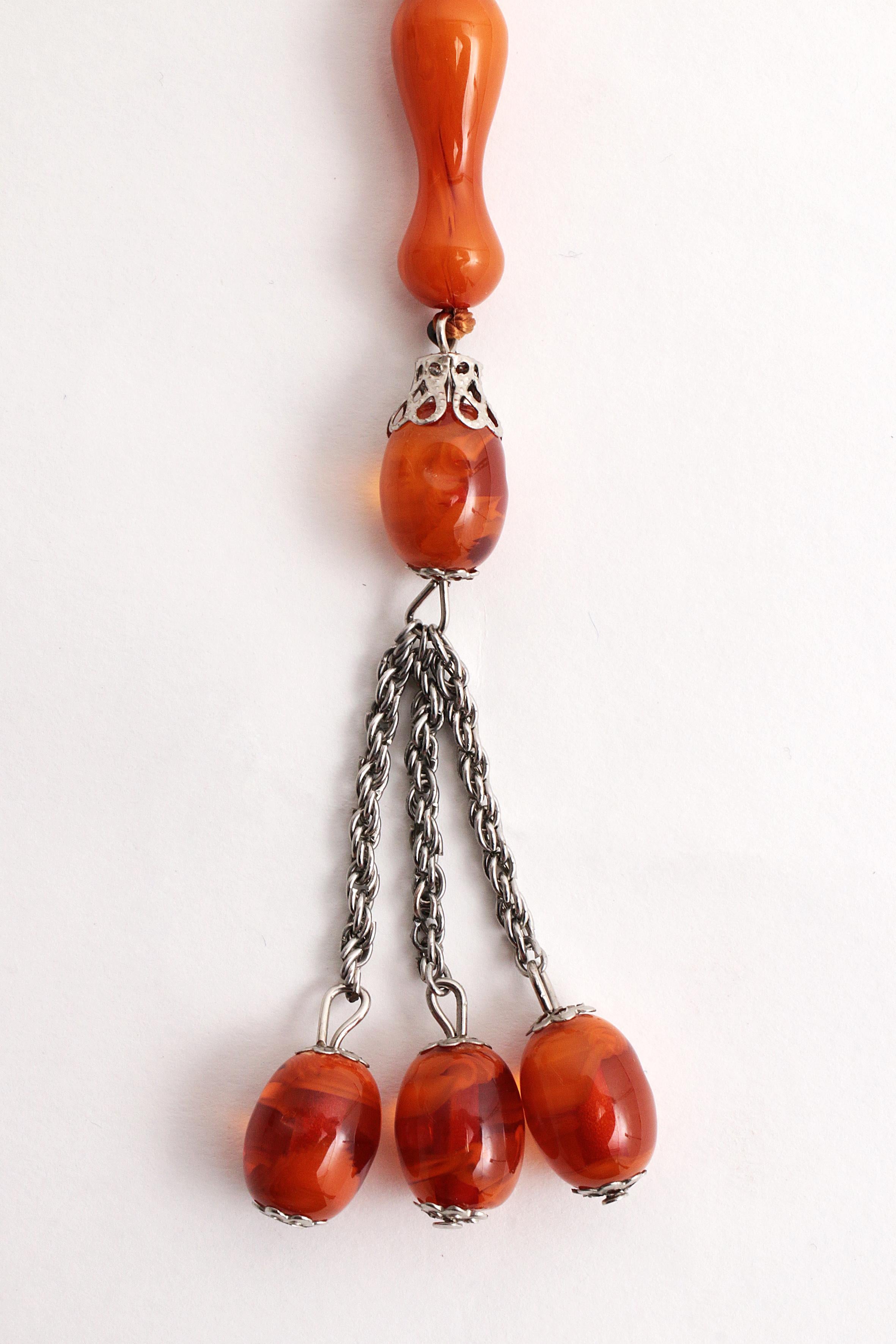 Beautiful Prayer Necklace Made of Amber from the 1960s For Sale 2