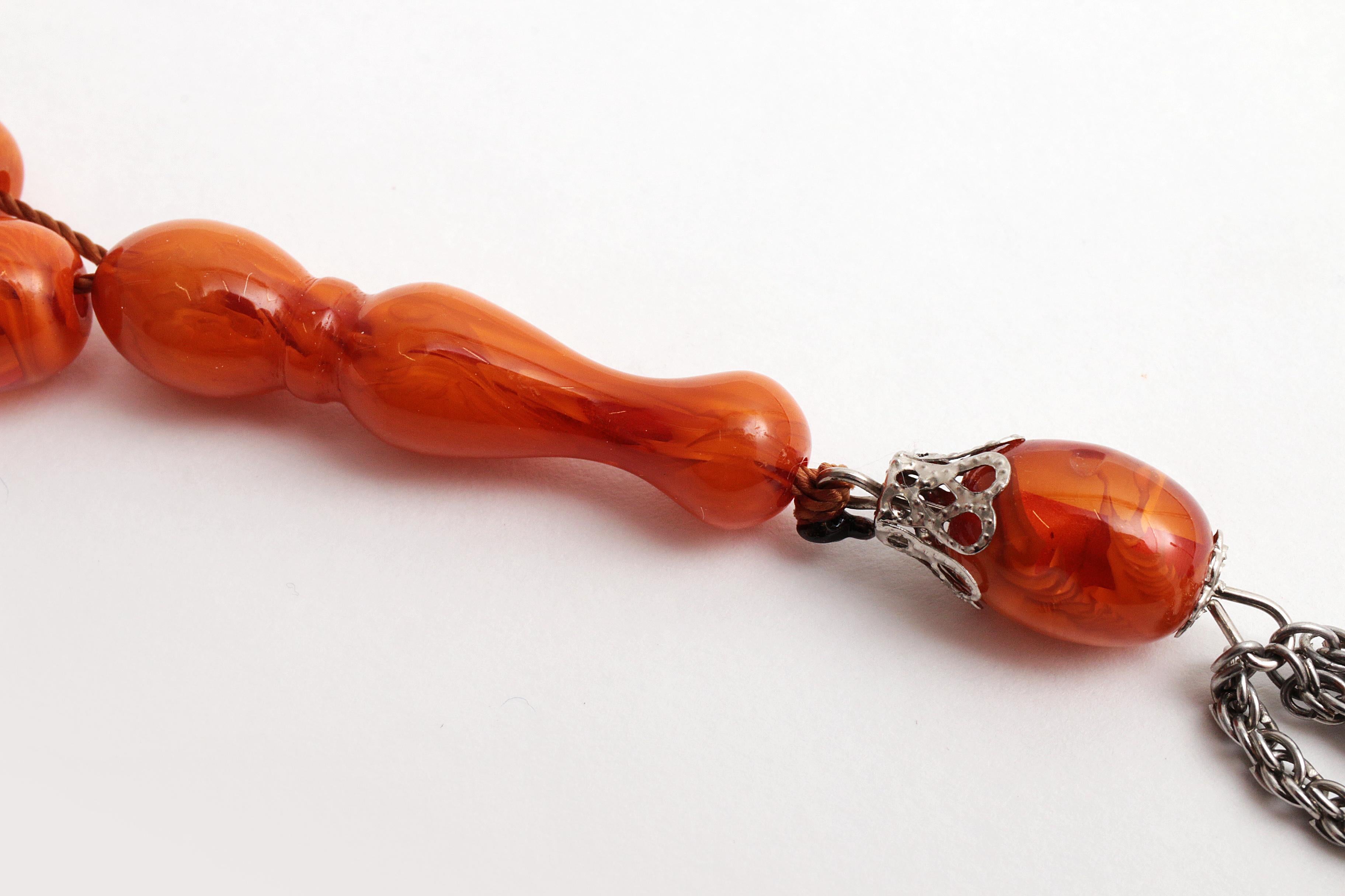 Beautiful Prayer Necklace Made of Amber from the 1960s For Sale 3