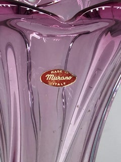 Beautiful Purple and Clear Glass Murano Venetian Vase, Italy, 1960s