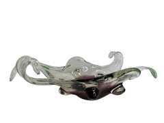Beautiful Purple & Clear Murano Glass Bowl Catchall Vintage, Italy, 1960s