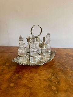 Beautiful quality antique Edwardian silver plated six bottle cruet set