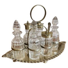 Beautiful quality antique Edwardian silver plated six bottle cruet set