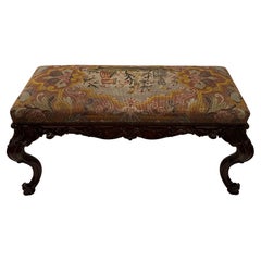 Beautiful Quality Antique English Georgian Style Mahogany & Needlepoint Bench