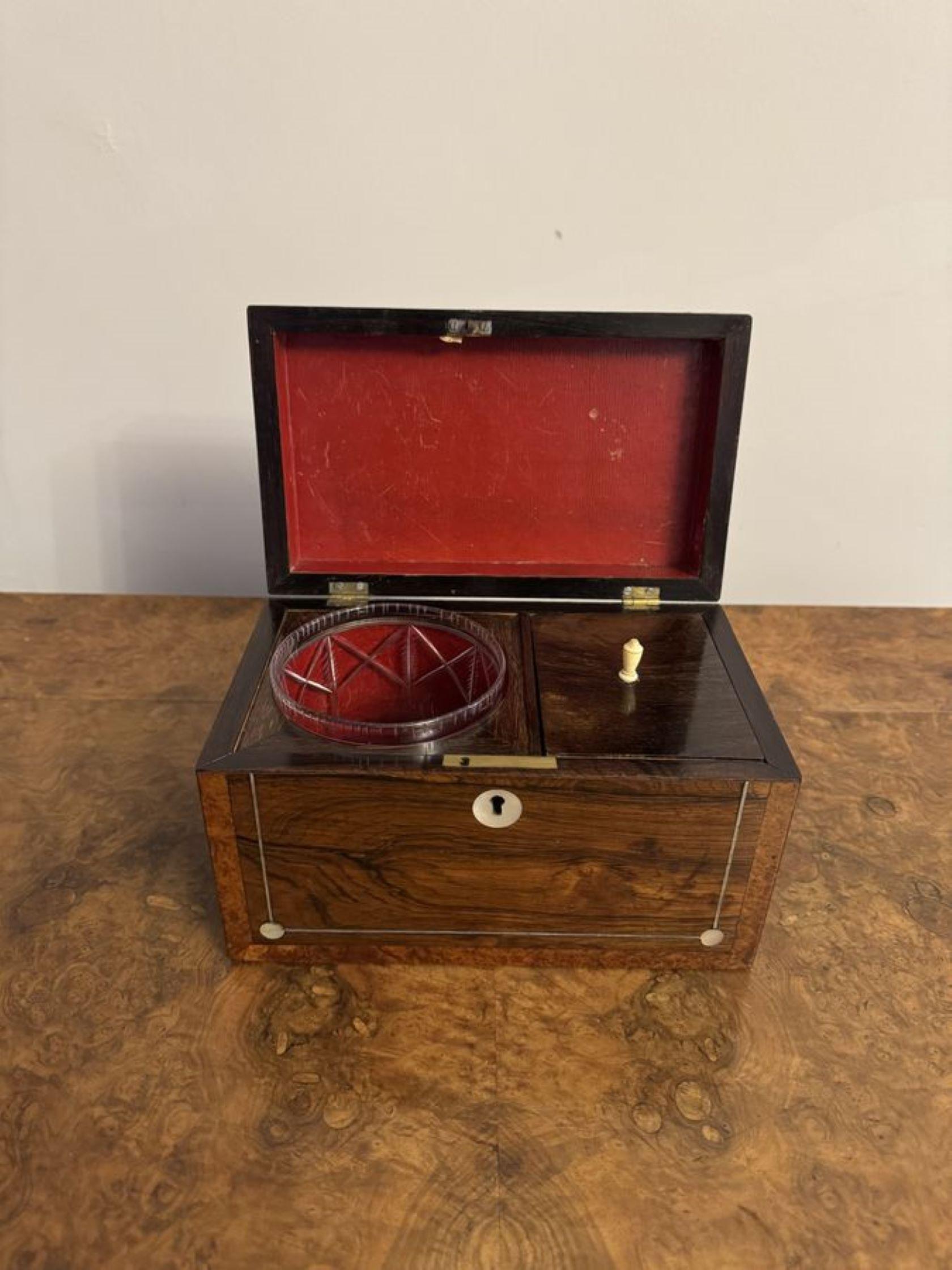 Caja de té antigua de palisandro de la Regencia de gran calidad Incrustación en venta