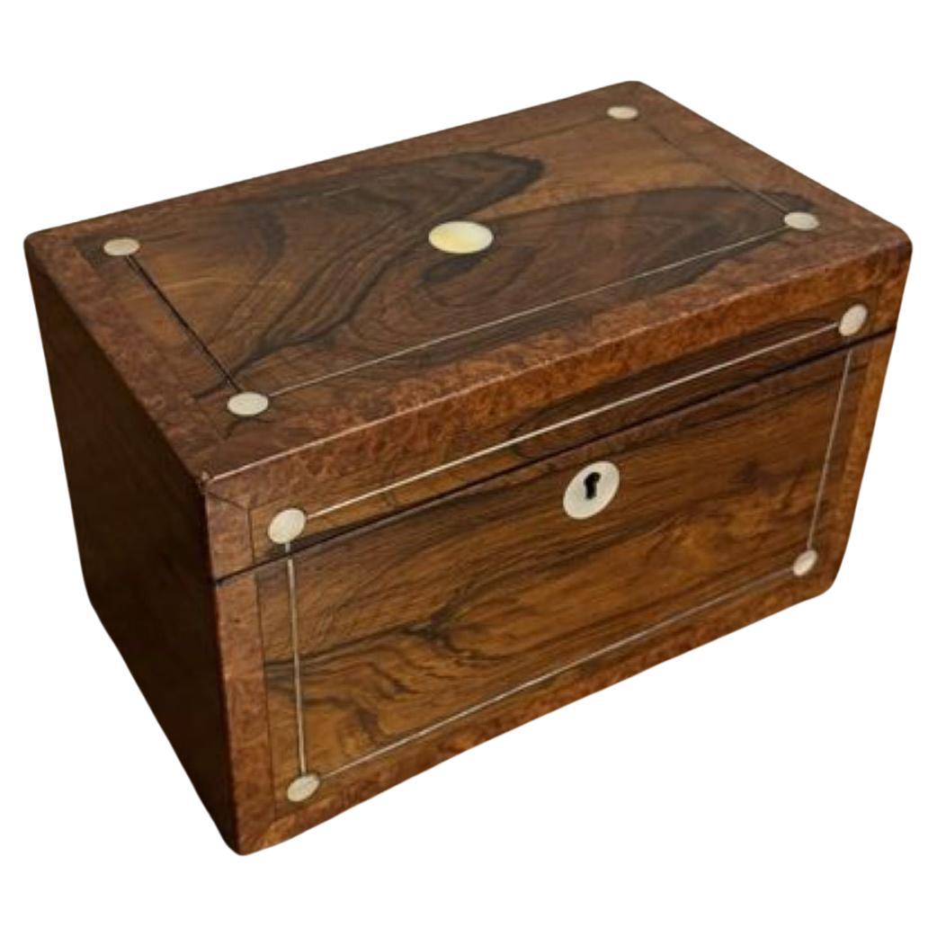 Caja de té antigua de palisandro de la Regencia de gran calidad en venta