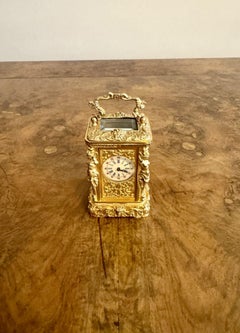 Bellissimo orologio da carrozza in ottone in miniatura di epoca vittoriana di alta qualità