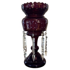 Beautiful quality large antique Victorian ruby glass lustre