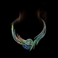 Sicis Jewels 18K White Gold Micromosaic Necklace with Tanzanite and Diamonds