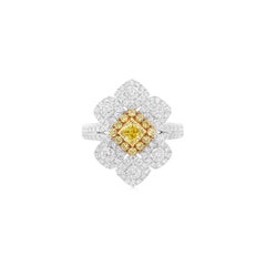 Natural Fancy Intense Yellow Diamond and White Diamond Cocktail Ring